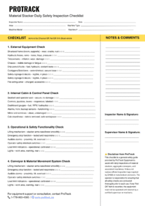material stacking inspection checklist